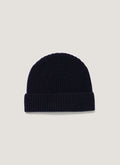 Cashmere Ribbed Hat in Navy