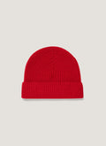 Men's Cashmere Ribbed Hat in Ruby Red