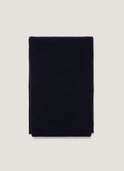 Cashmere Ribbed Scarf in Navy