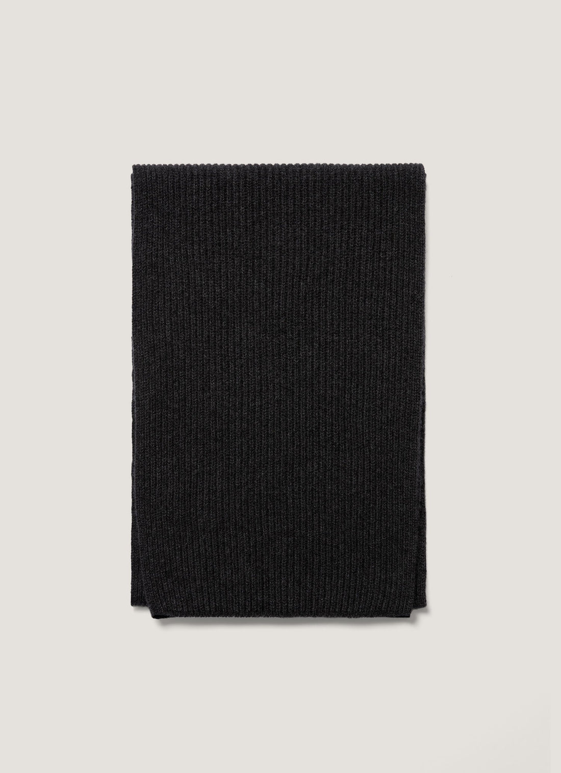 Cashmere Ribbed Scarf in Charcoal Melange