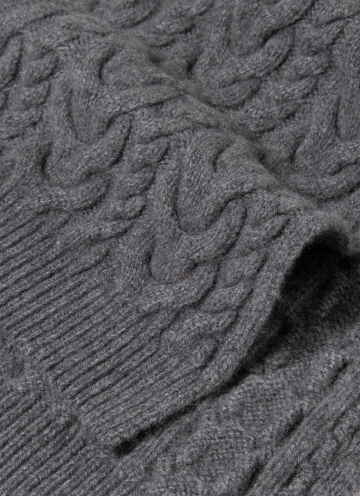Cashmere Cable Scarf in Mid Grey Melange