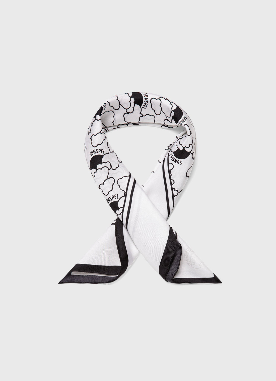 Women's Silk Scarf in Ecru Mini Archive Print