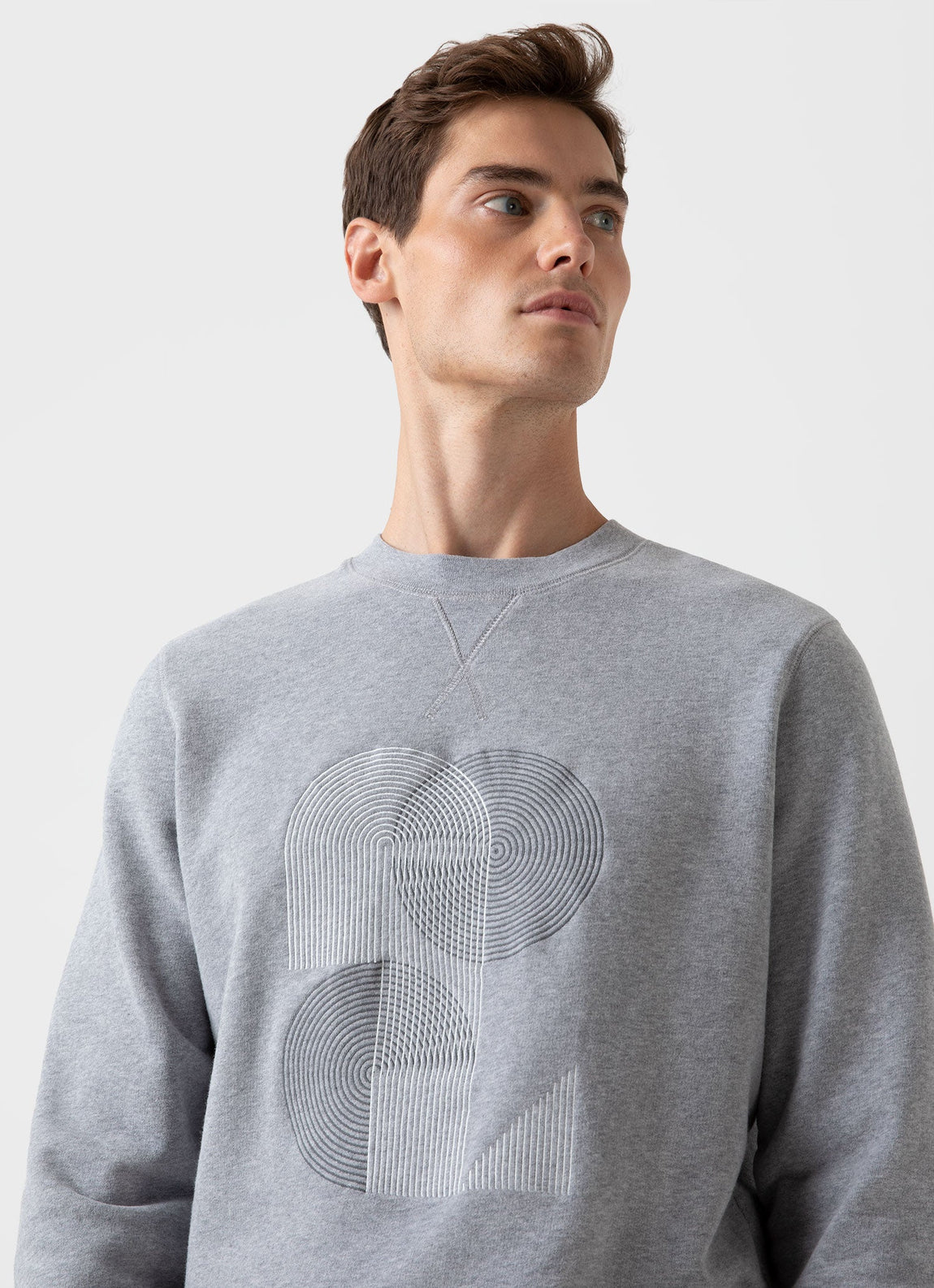 Men's Craig Ward Embroidered Sweatshirt in Grey Melange