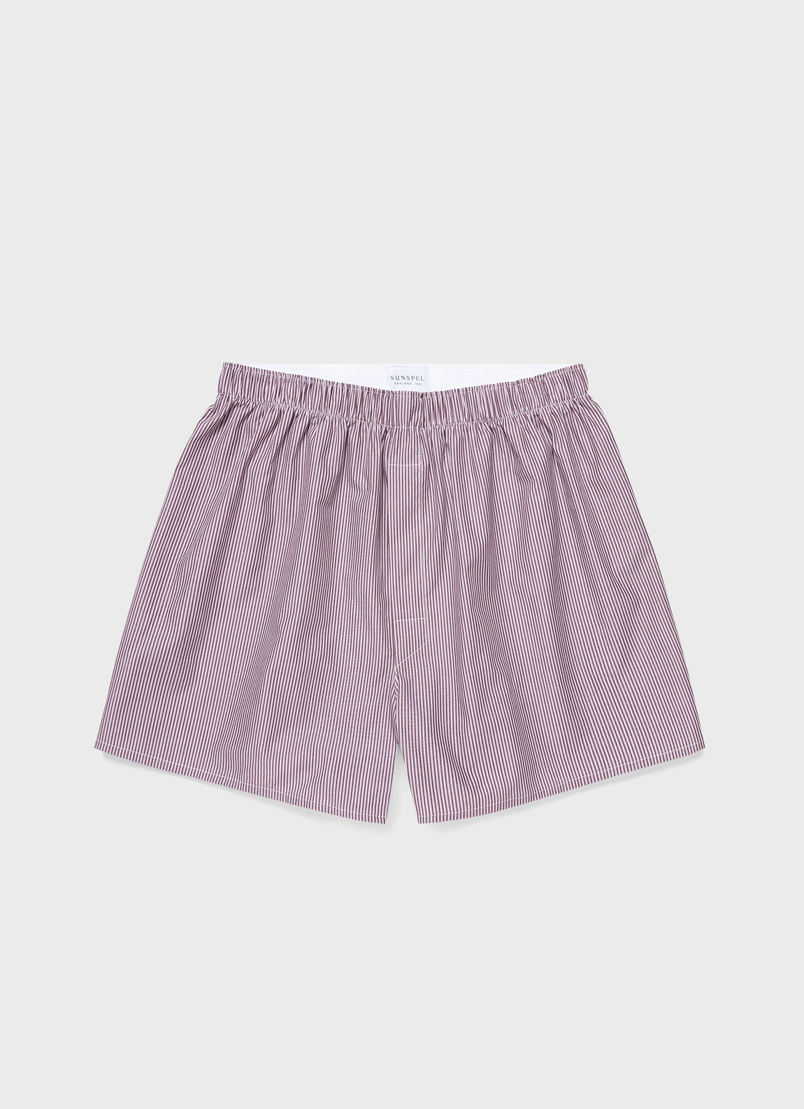 Men's Classic Boxer Shorts in Port/White Stripe