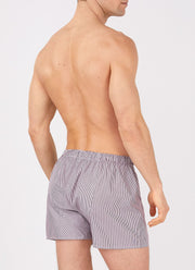 Men's Classic Boxer Shorts in Port/White Stripe