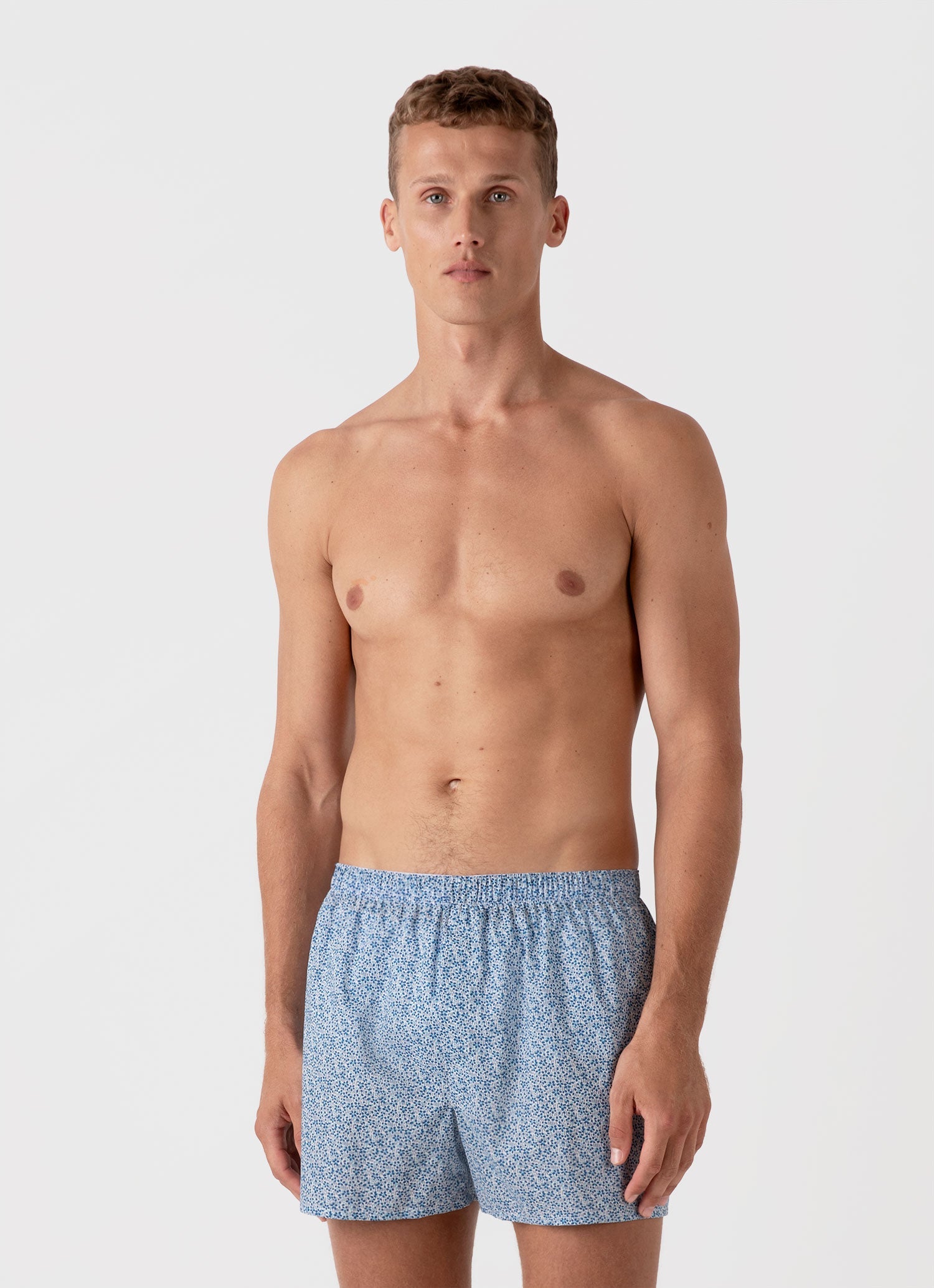 Men's Classic Boxer Short in Liberty Fabric in Ink Blue Meadow
