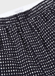 Men's Classic Print Boxer Shorts in Navy/White Leaf Print