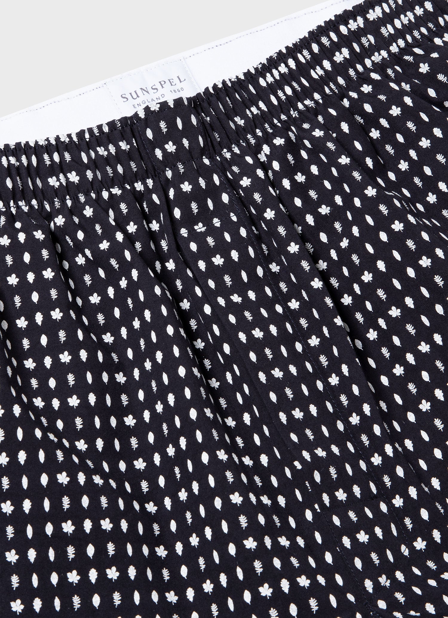 Men's Classic Print Boxer Shorts in Navy/White Leaf Print