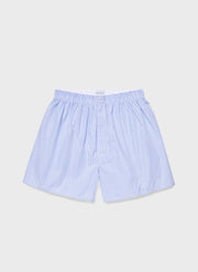 Men's Classic Boxer Shorts in White/Light Blue Pinstripe