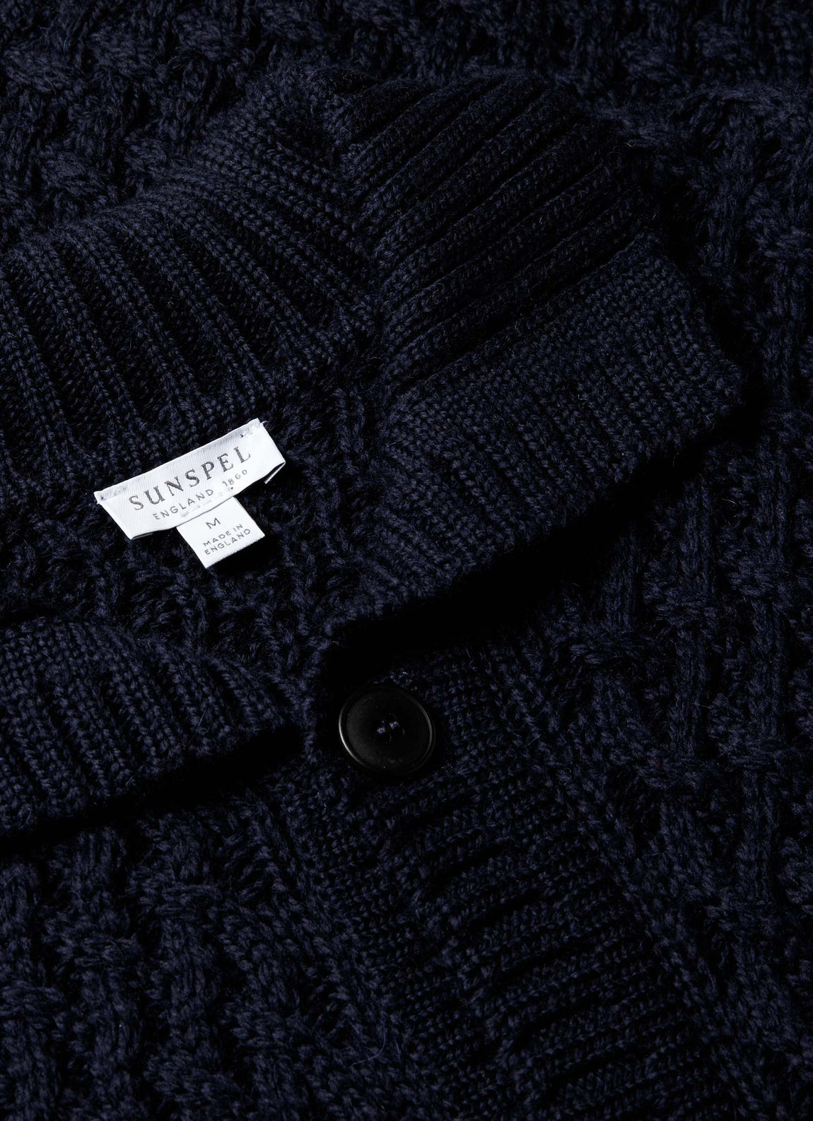 Men's Cable Knit Cardigan Jacket in Navy