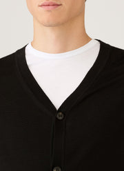 Men's Extra-Fine Merino Cardigan in Black