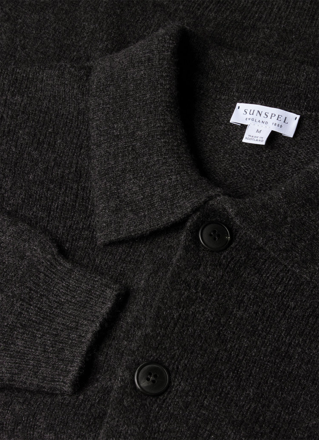 Men's Lambswool Cardigan in Charcoal Melange