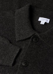 Men's Lambswool Cardigan in Charcoal Melange