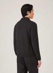 Men's Lambswool Cardigan in Charcoal Melange