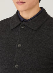 Men's Lambswool Cardigan in Charcoal Melange