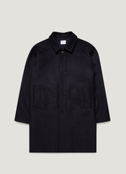Men's Boiled Wool Car Coat in Navy