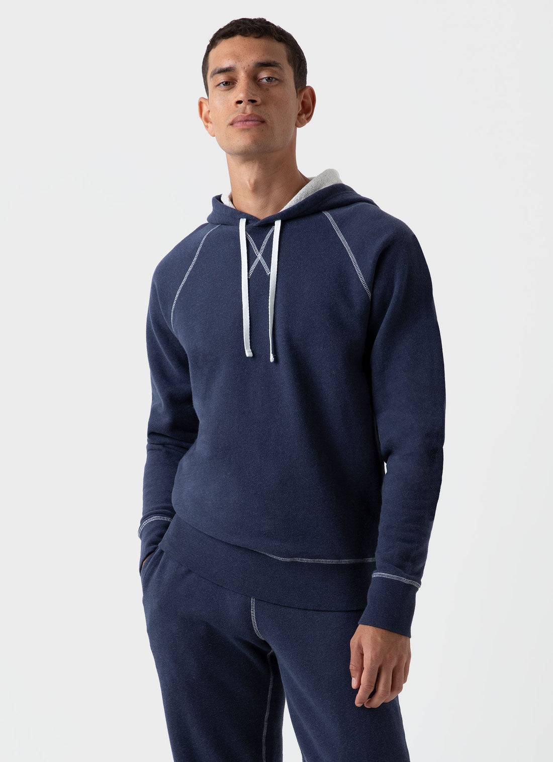 Men's Fleeceback Hoodie in Navy Melange
