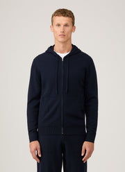 Men's Cashmere Zip Hoodie in Navy