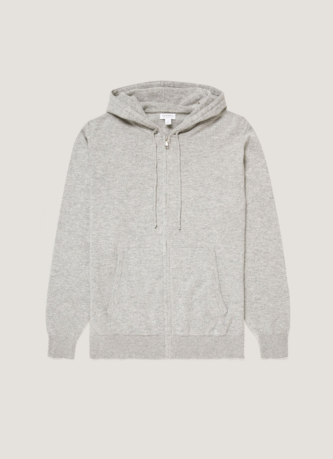 Men's Cashmere Zip Hoodie in Grey Melange