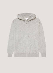 Men's Cashmere Zip Hoodie in Grey Melange