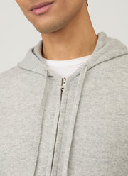 Men's Cashmere Zip Hoodie in Grey Melange