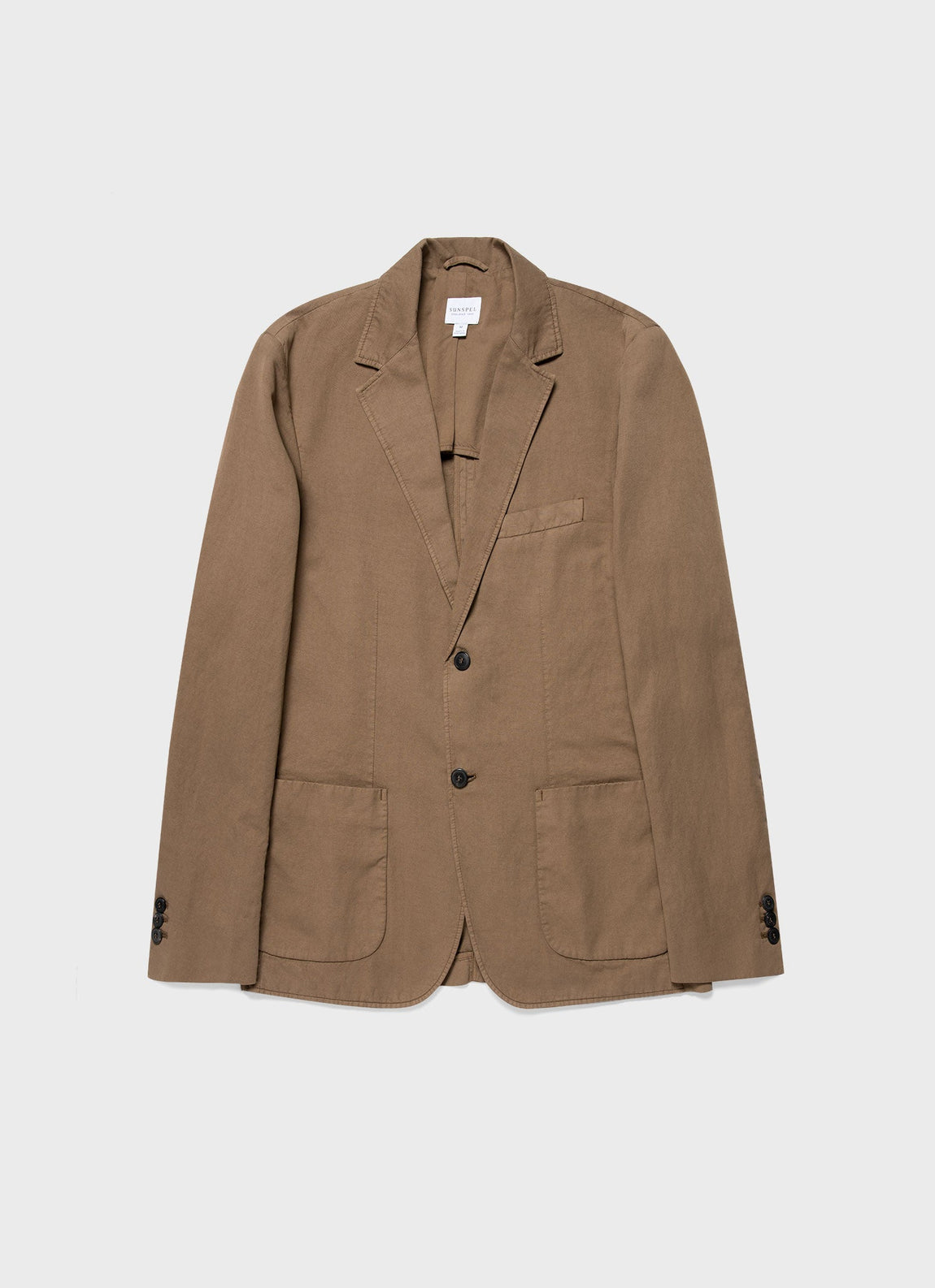 Men's Cotton Linen Unstructured Blazer in Dark Tan