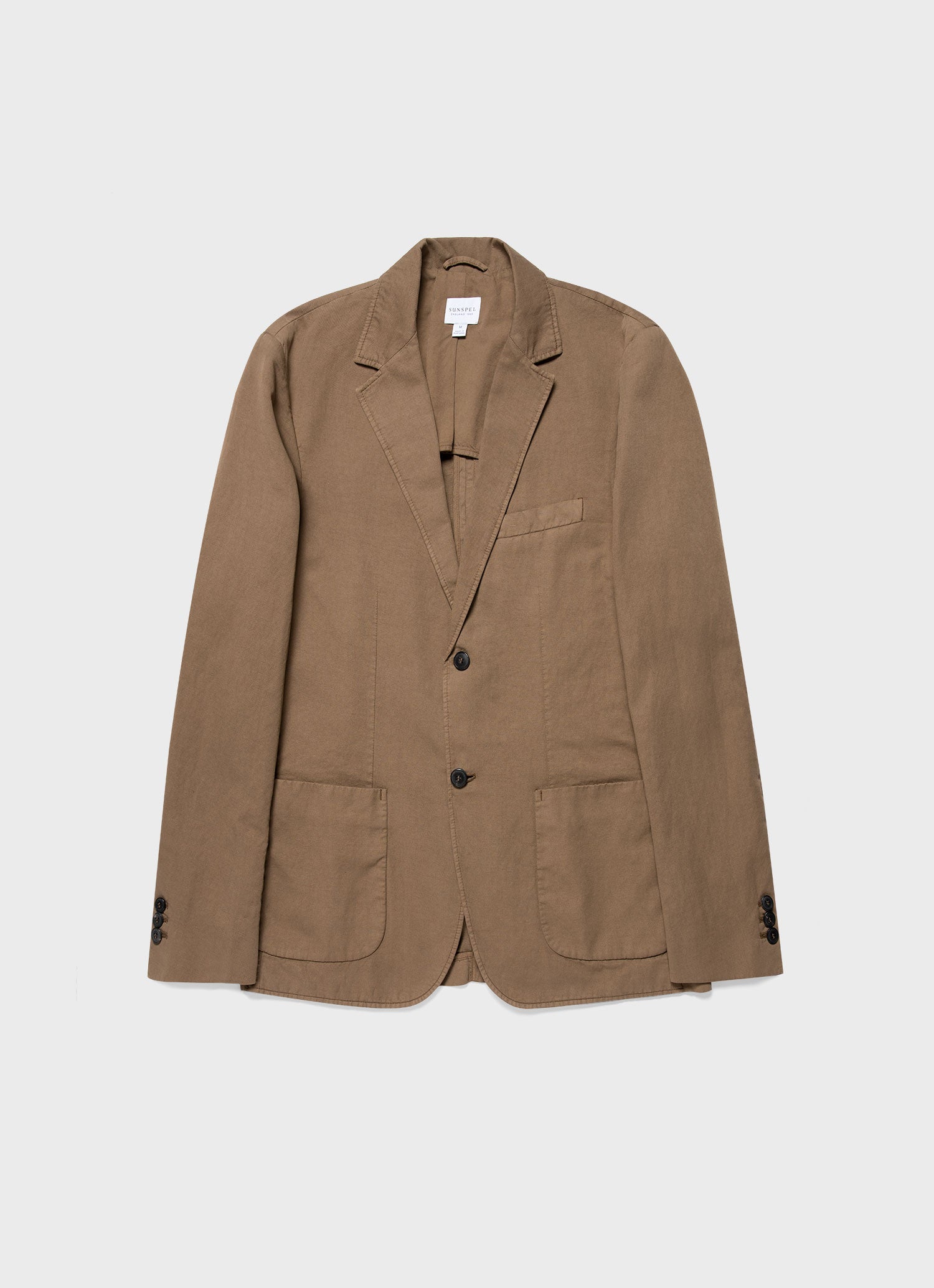 Men's Cotton Linen Unstructured Blazer in Dark Tan