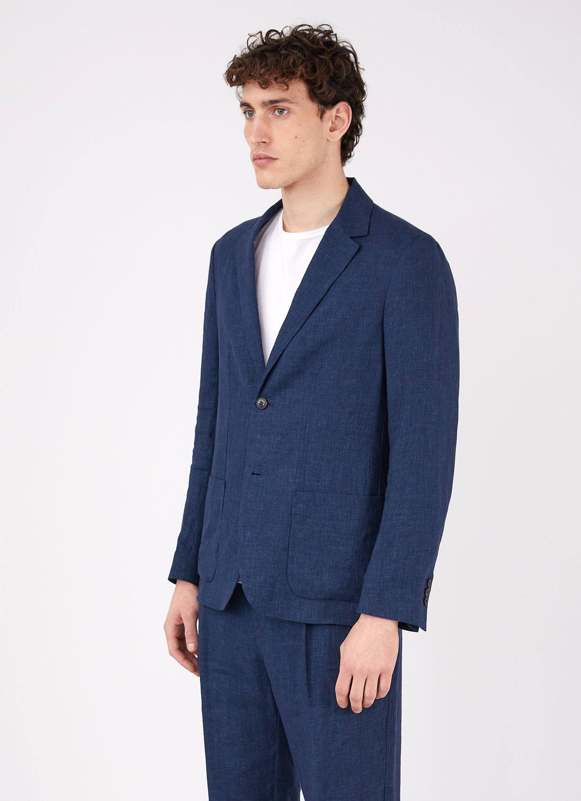 Men's Linen Blazer in Navy