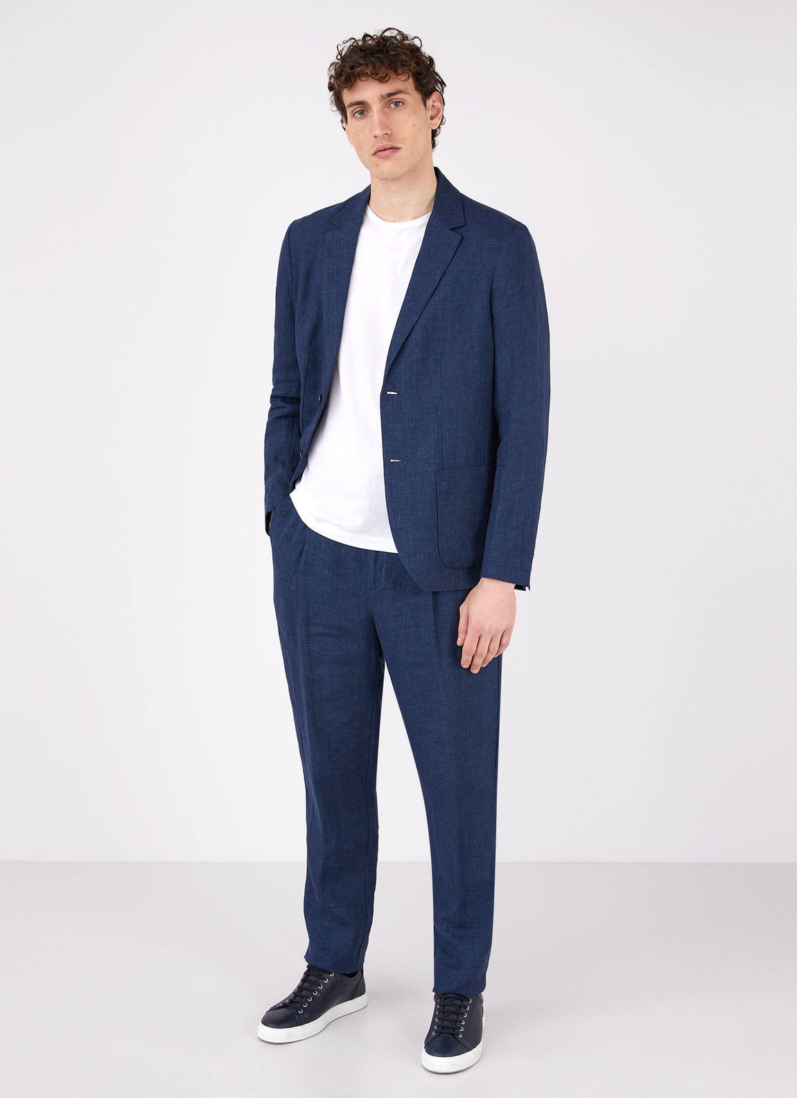 Men's Linen Blazer in Navy
