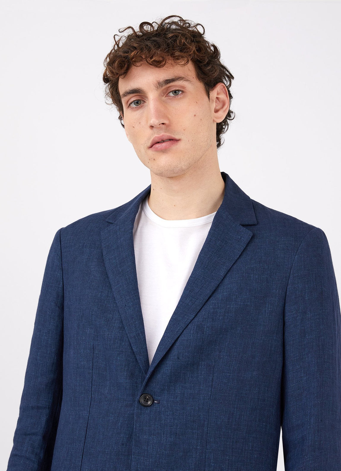Men's Linen Blazer in Navy