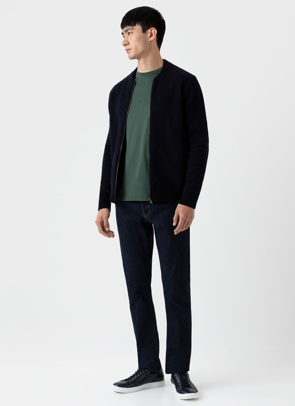 Men's Knit Bomber Jacket in Navy