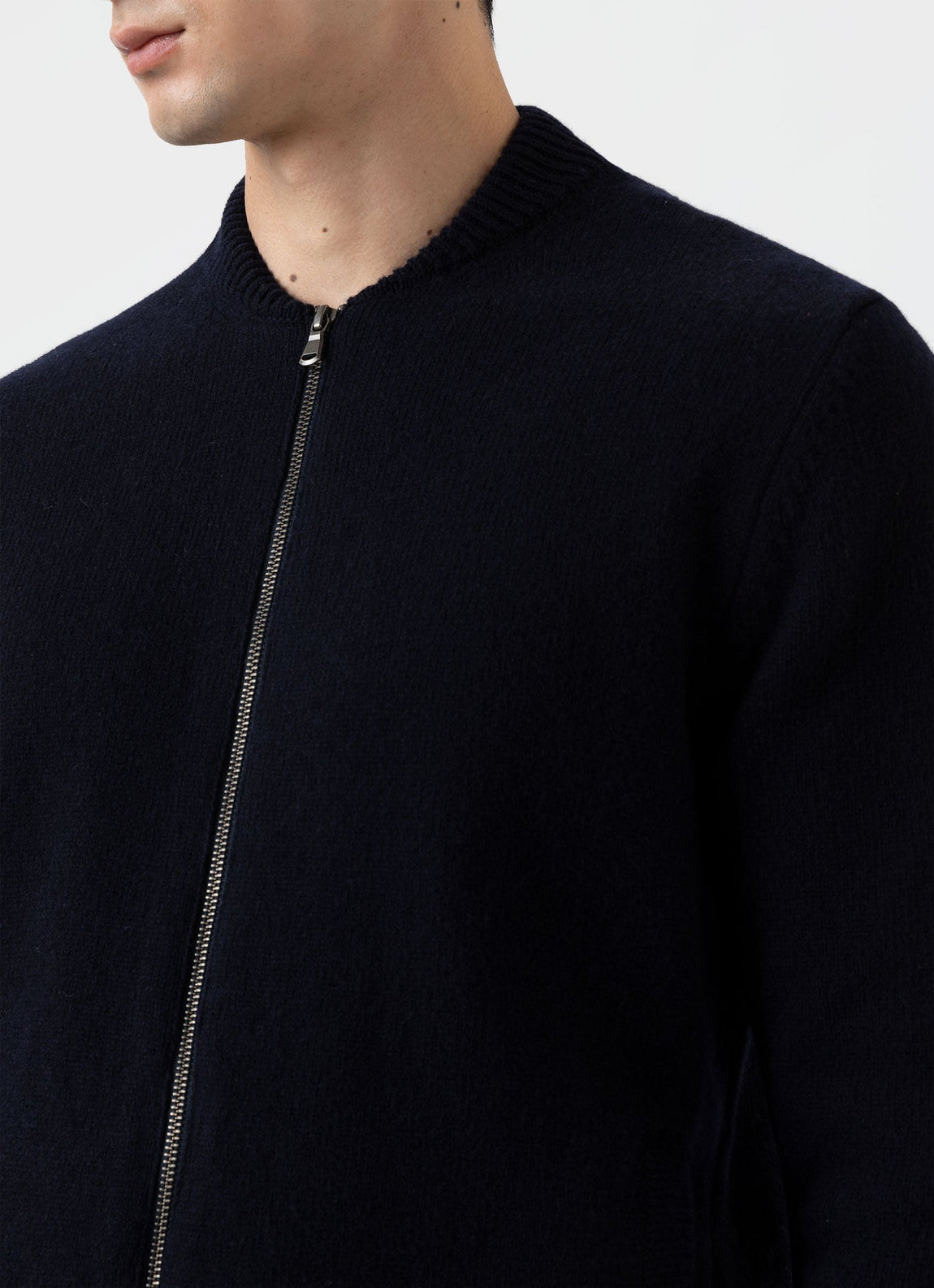 Men's Knit Bomber Jacket in Navy