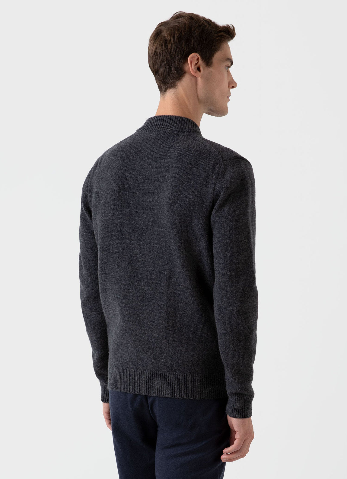 Men's Knit Bomber Jacket in Charcoal Melange