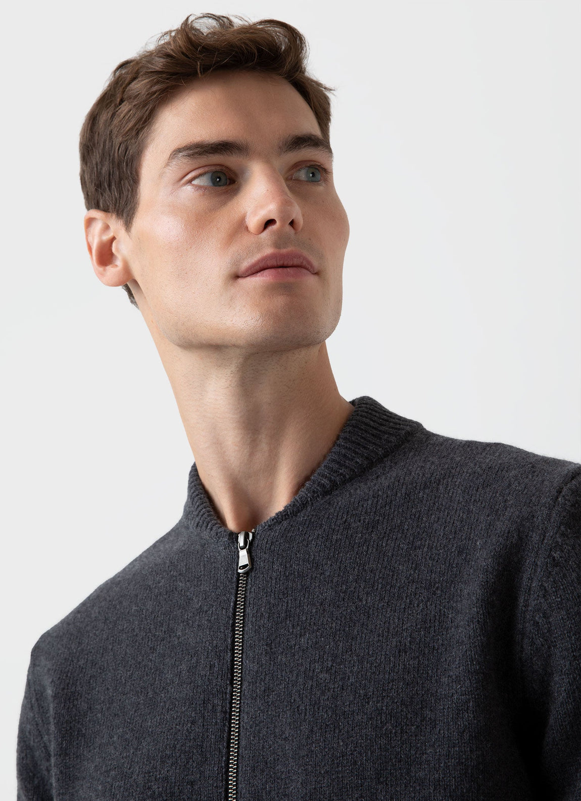 Men's Knit Bomber Jacket in Charcoal Melange