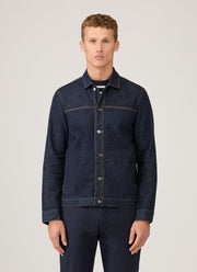 Men's 13oz Japanese Denim Jacket in Rinse Wash Denim