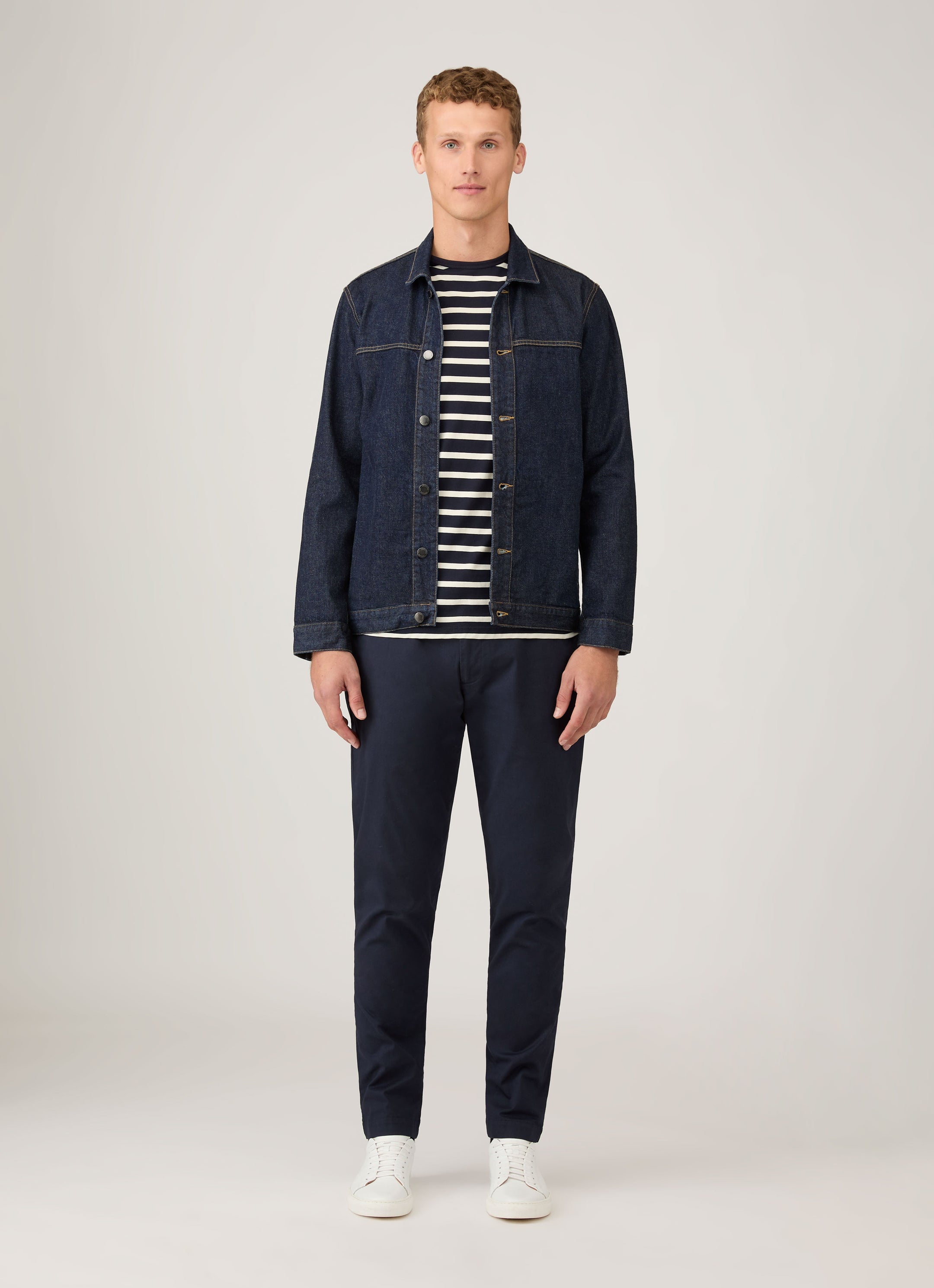Men's 13oz Japanese Denim Jacket in Rinse Wash Denim
