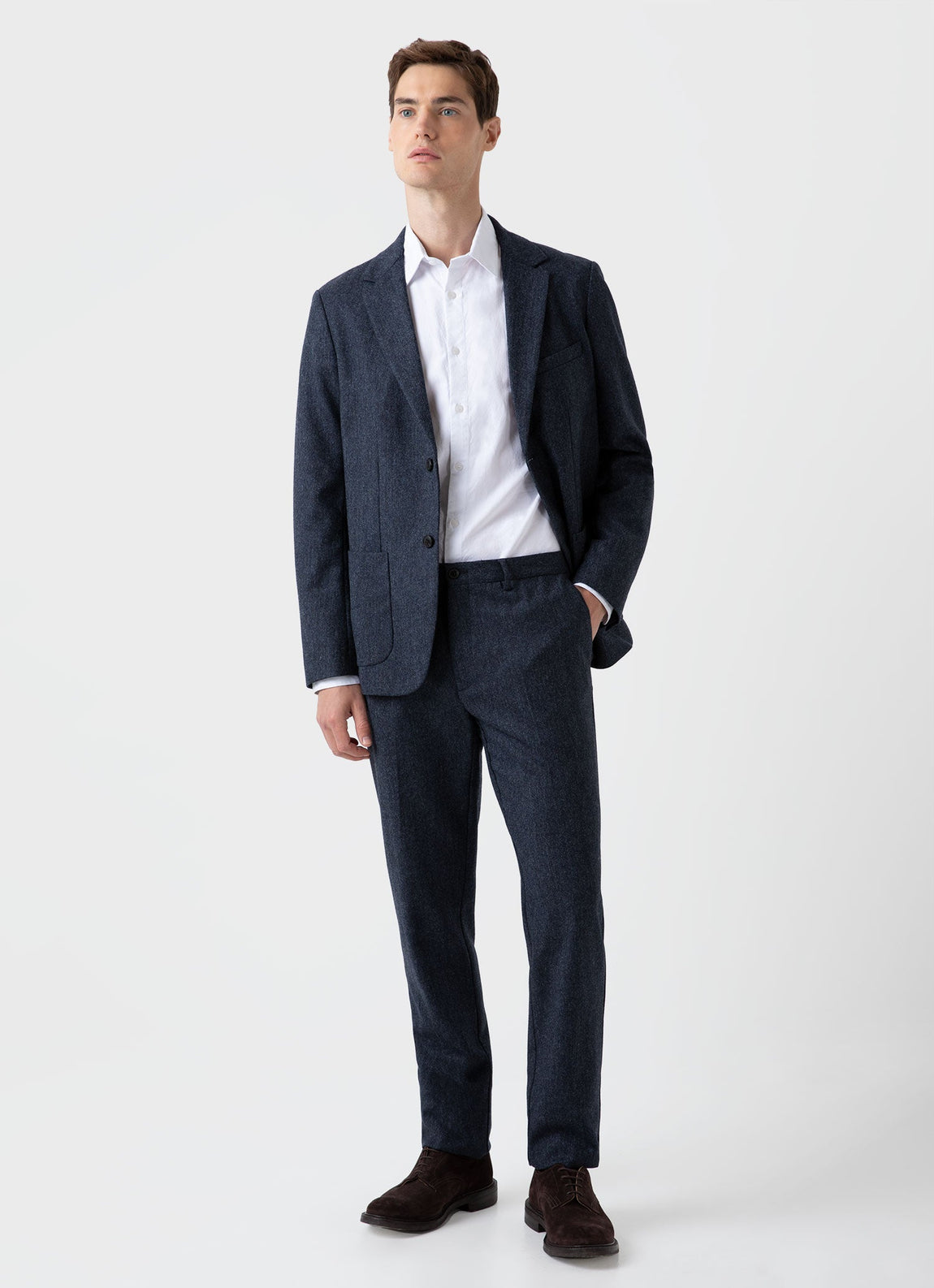 Men's Donegal Wool Blazer in Space Blue