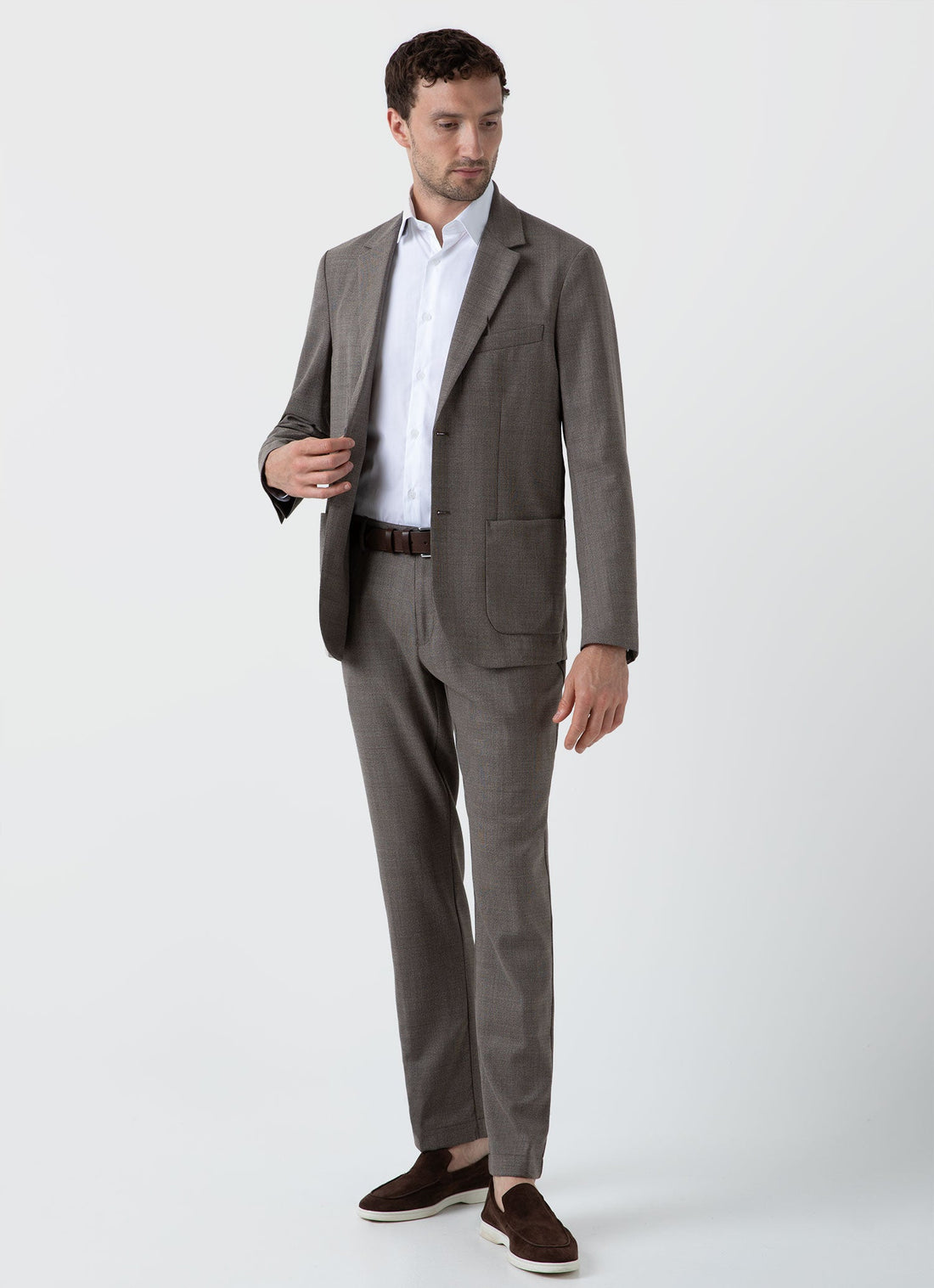 Men's Travel Wool Blazer in Dark Stone Melange