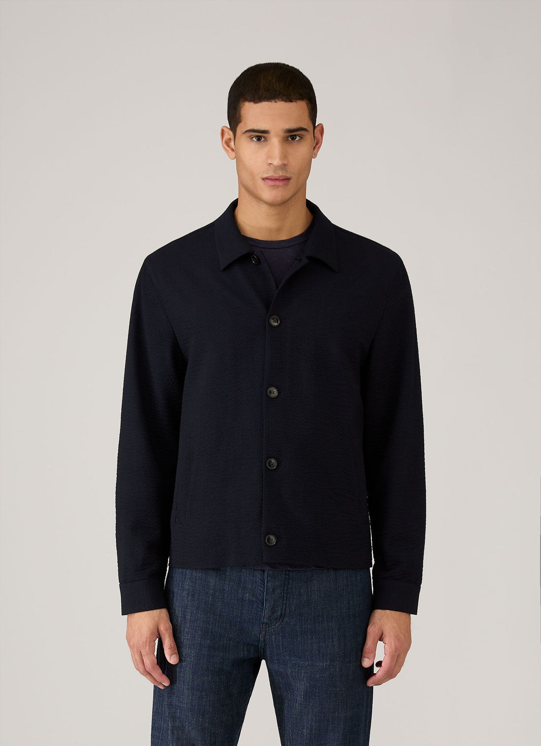 Men's Seersucker Jacket in Navy