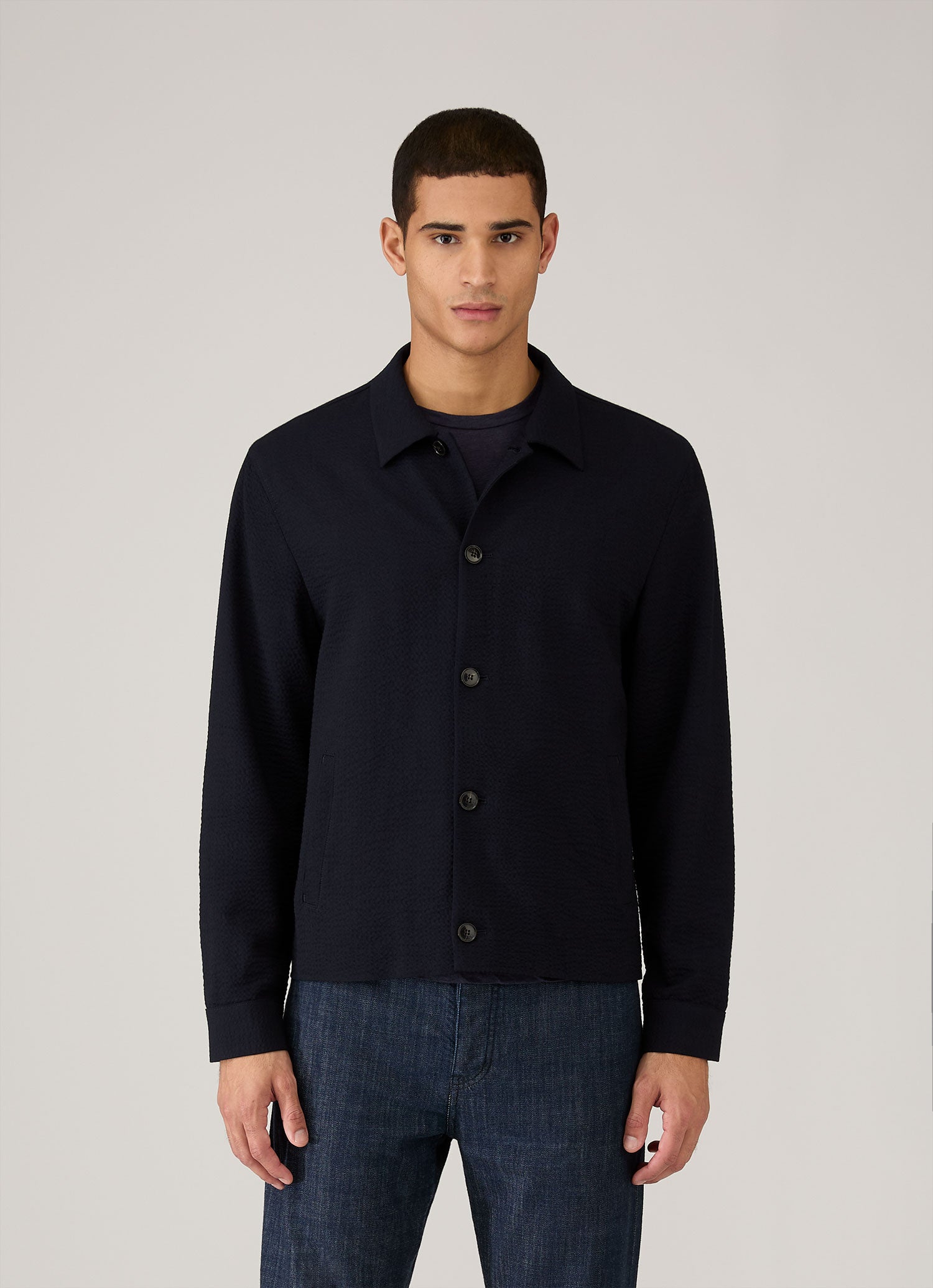 Men's Seersucker Jacket in Navy