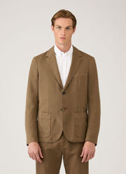 Men's Cotton Linen Blazer in Dark Cedar