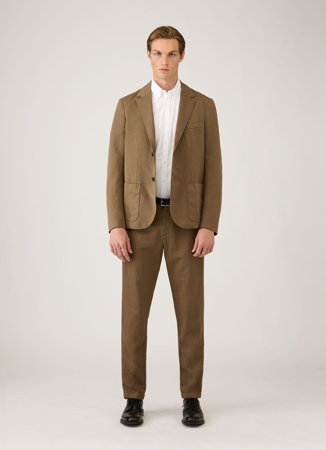 Men's Cotton Linen Blazer in Dark Cedar