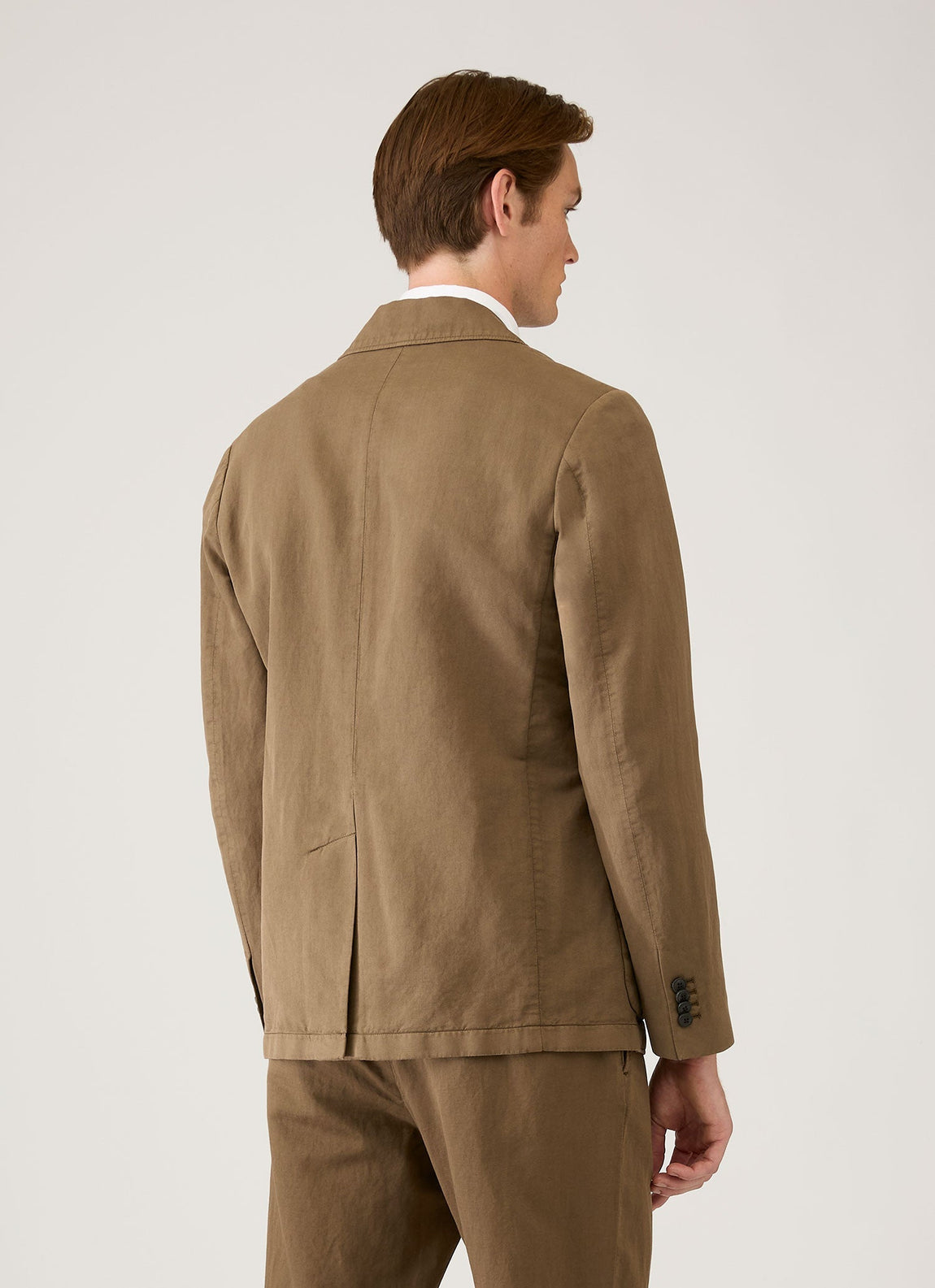 Men's Cotton Linen Blazer in Dark Cedar