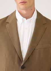Men's Cotton Linen Blazer in Dark Cedar