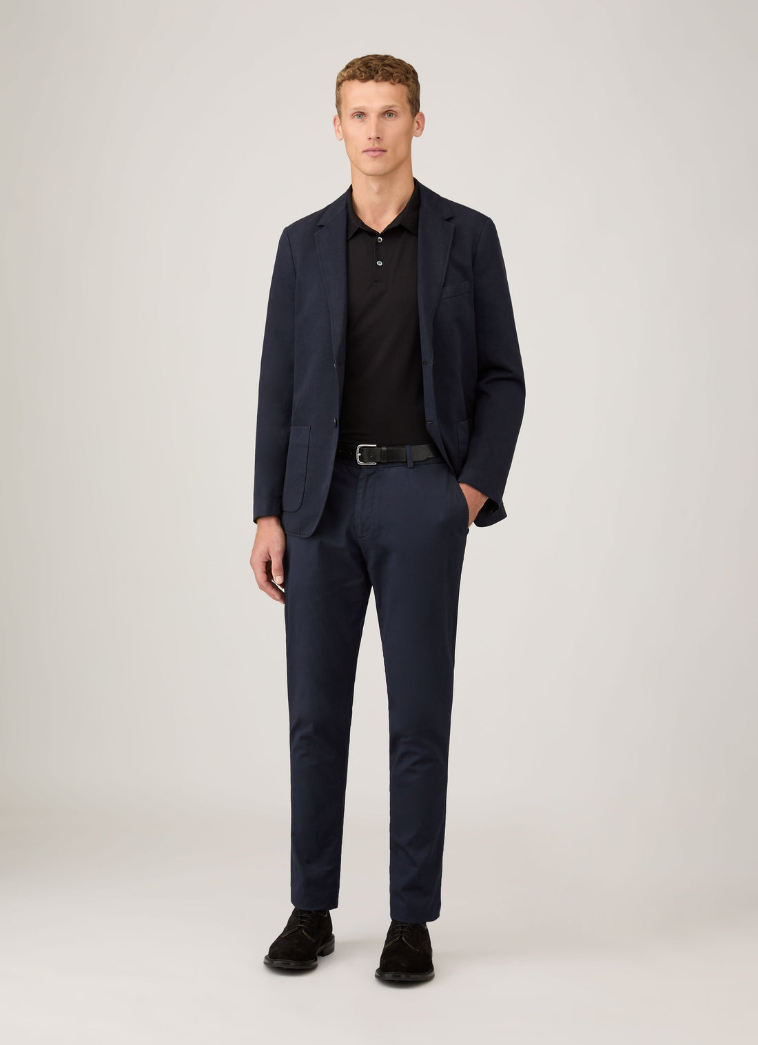 Men's Cotton Linen Two-Piece Suit in Navy