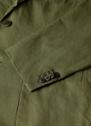 Men's Cotton Linen Two-Piece Suit in Deep Olive