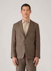 Men's Linen Blazer in Dark Walnut