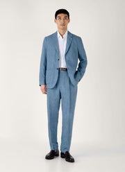 Men's Linen Two-Piece Suit in Soft Denim Melange