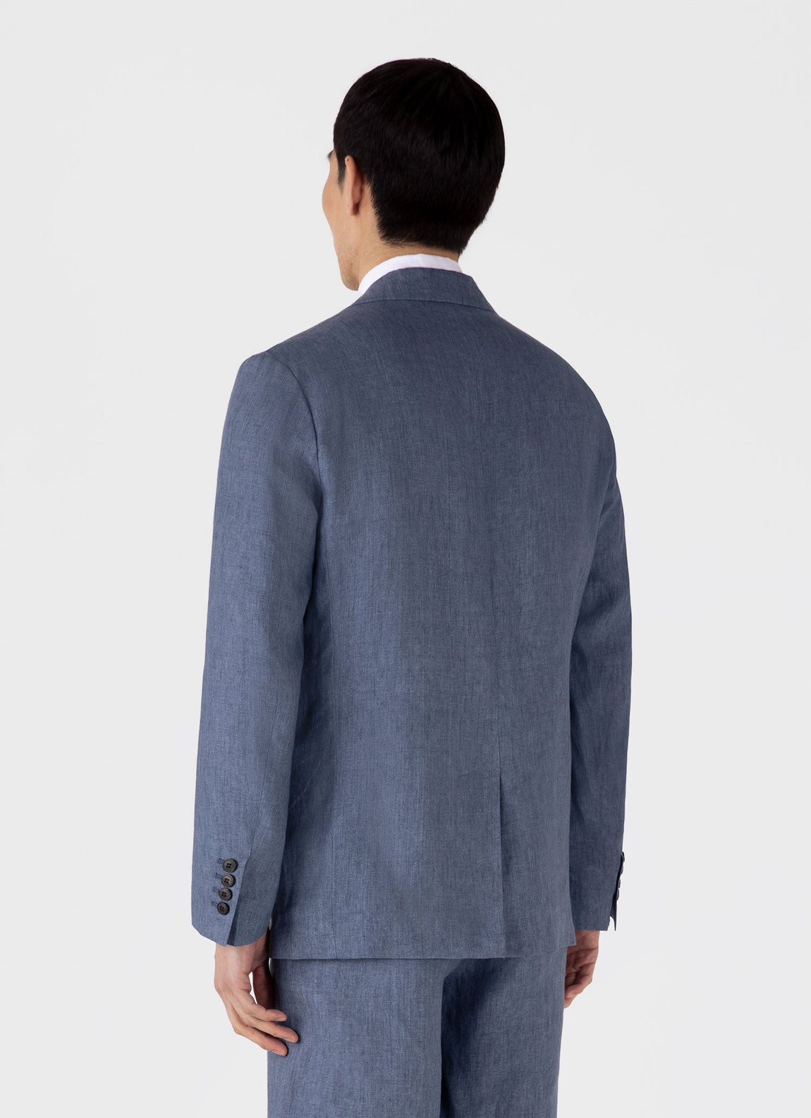 Men's Linen Blazer in Soft Denim Melange