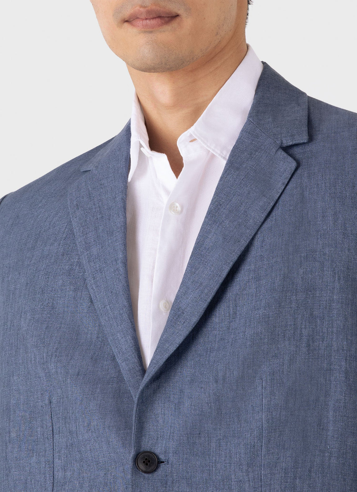 Men's Linen Blazer in Soft Denim Melange